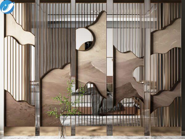 屏风 (8) Transform Your Interior with Sleek Stainless Steel Partition Screens - Image 1